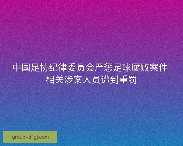 中国足协纪律委员会严惩足球腐败案件 相关涉案人员遭到重罚 中国足协纪律委员会严惩足球腐败案件 相关涉案人员遭到重罚