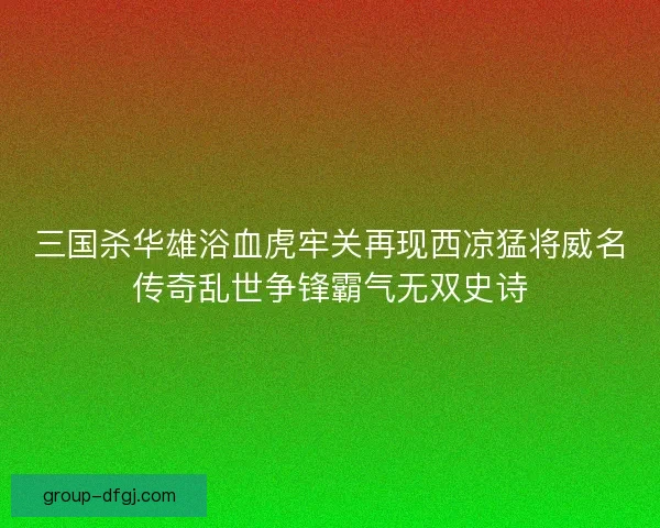 三国杀华雄浴血虎牢关再现西凉猛将威名传奇乱世争锋霸气无双史诗